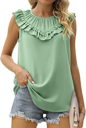 Damen leichtes Rüschenshirt mit elegantem Rundhalsausschnitt Echo Archiv
