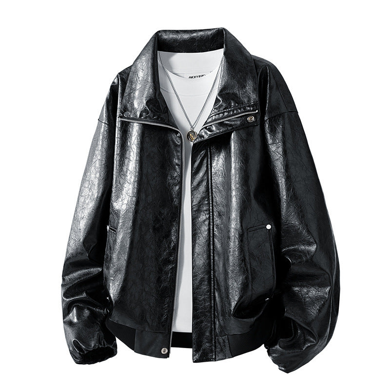 Damen Modische Kunstlederjacke mit hohen Kragen Echo Archiv