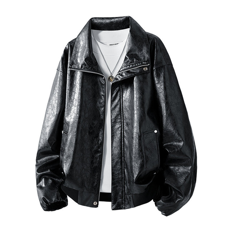 Damen Modische Kunstlederjacke mit hohen Kragen Echo Archiv