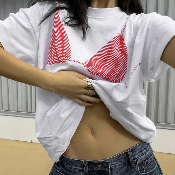 Damen oversized Shirt mit kreativem Grafikdruck Echo Archiv