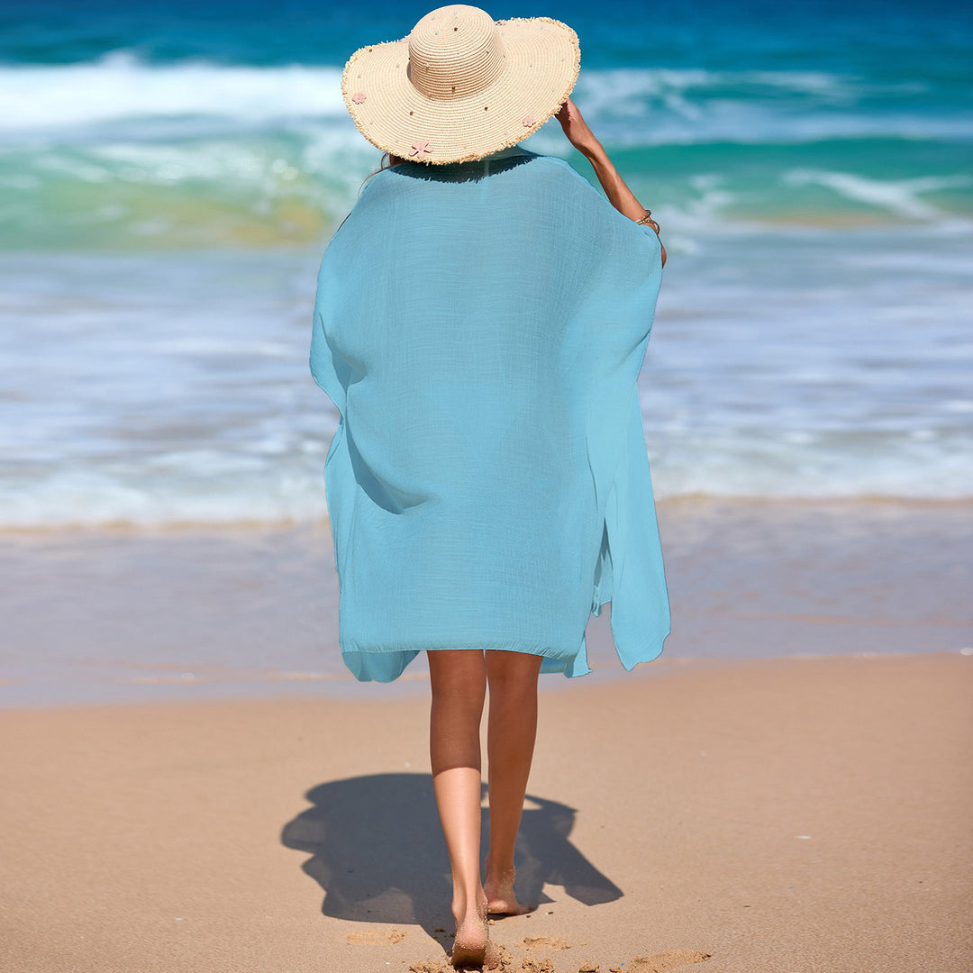 Damen luftiger Strand-Kimono mit modernen Knopfdetails Echo Archiv
