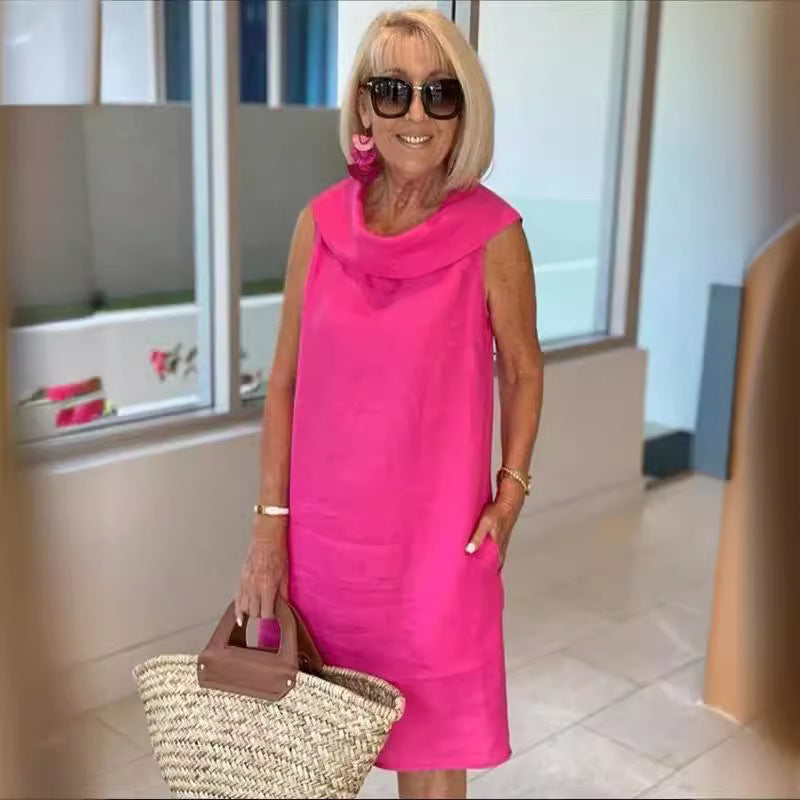Damen Sommerliches Leinenkleid mit modernem Kragen Echoarchiv