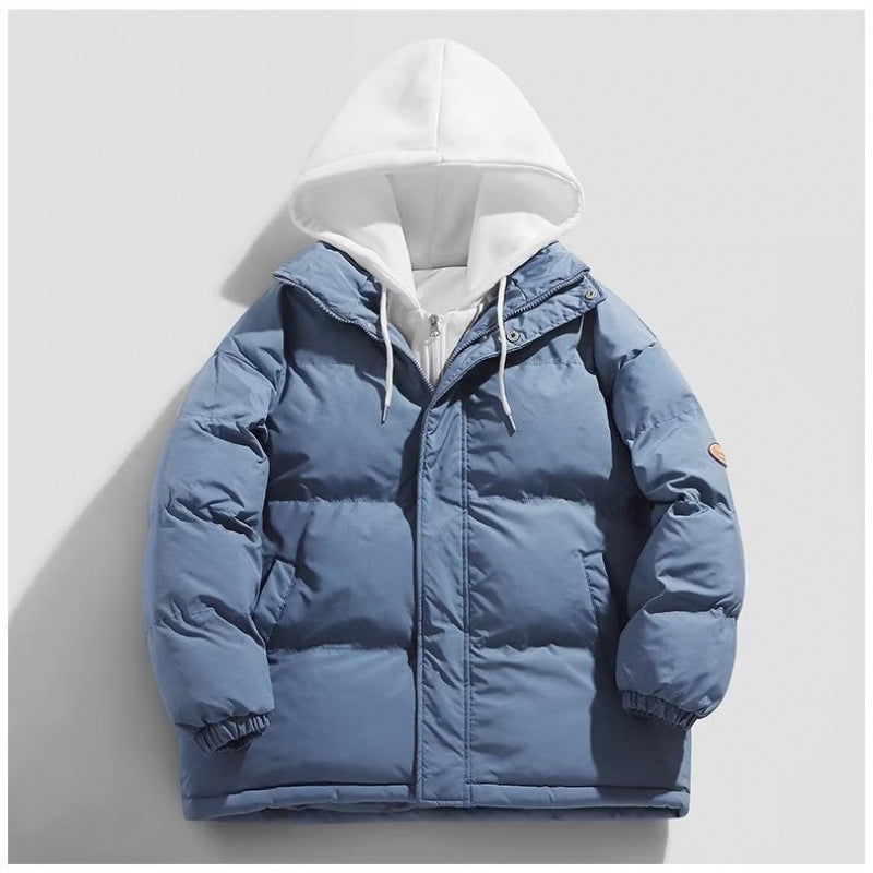 Herren Gepolsterte Winter-Steppjacke mit zweilagiger Kapuze und elastischen Bündchen Echoarchiv