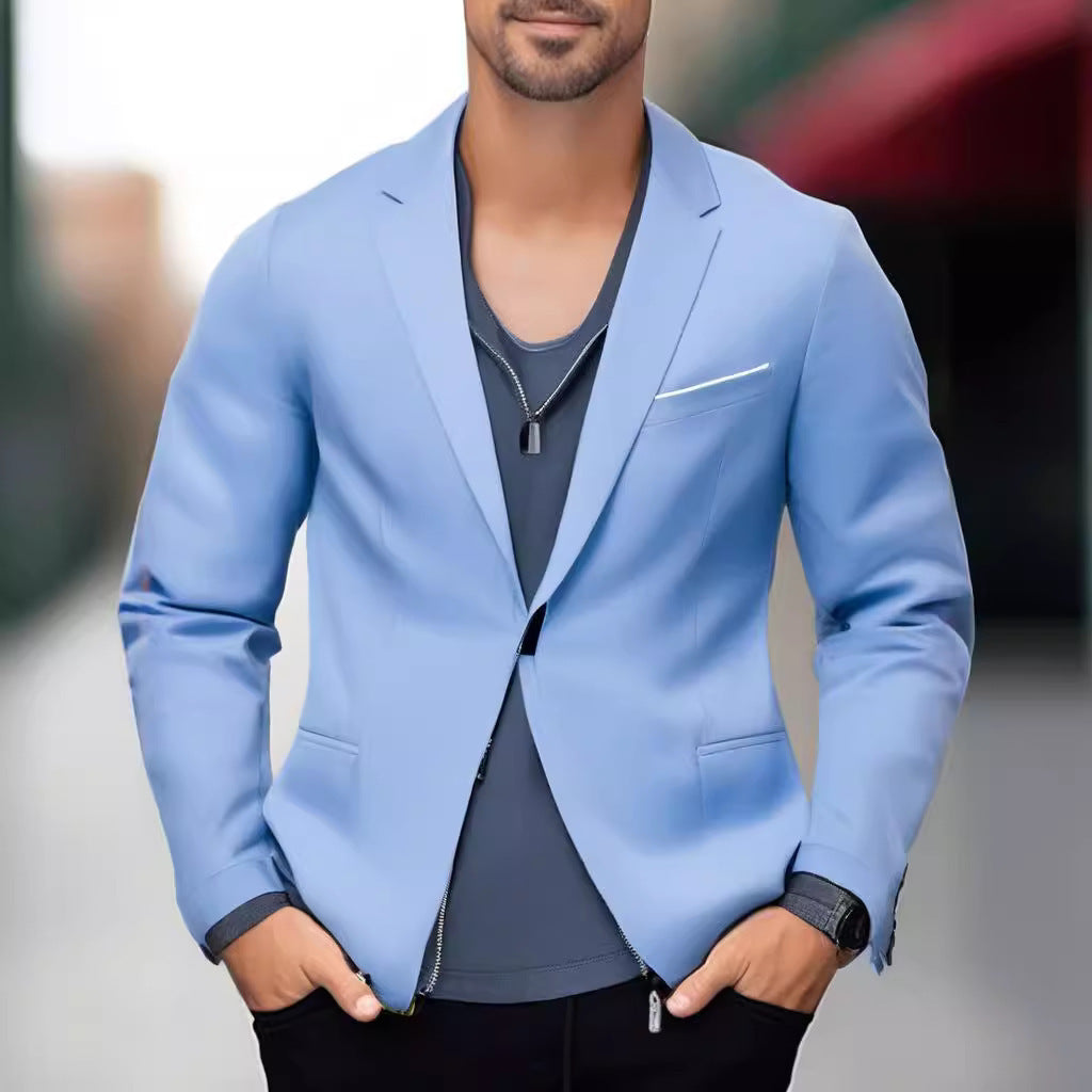 Herren eleganter und stilvoller Blazer mit farblich abgesetztem Revers Echoarchiv