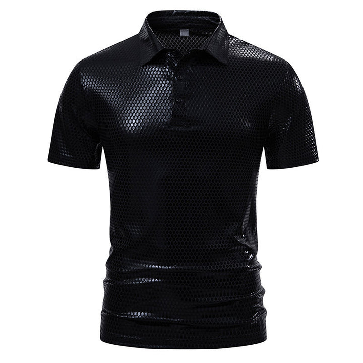 Herren Poloshirt mit glänzendem Honigwaben-Muster Echoarchiv