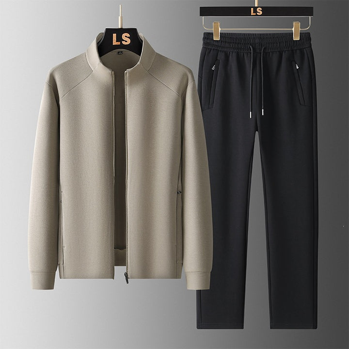 Herren Zweiteiliges sportliches Trainingsset mit Stehkragen‑Zipjacke & konischer Jogginghose Echoarchiv