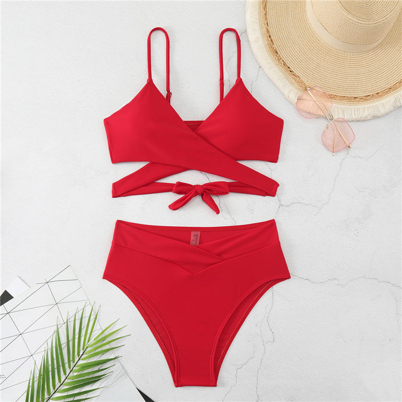 Damen Bikini-Set mit verstellbarem Wickeloberteil und hoch taillierter Hose Echo Archiv