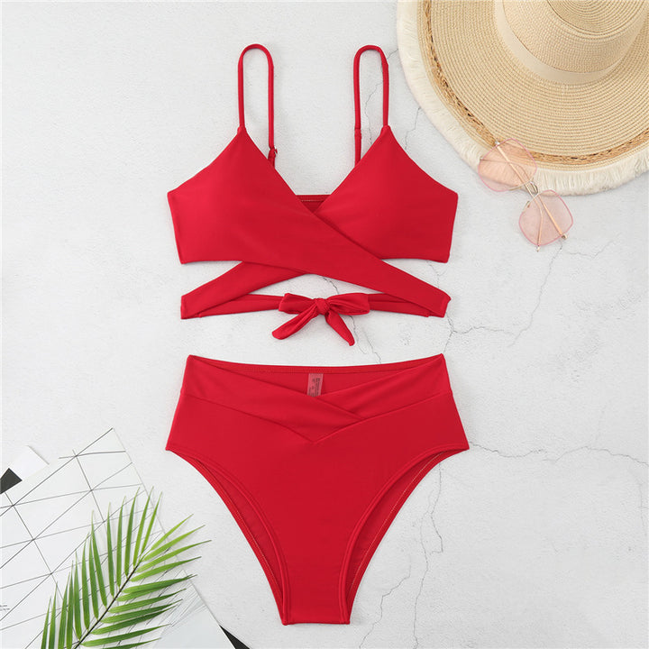 Damen Bikini-Set mit verstellbarem Wickeloberteil und hoch taillierter Hose Echo Archiv