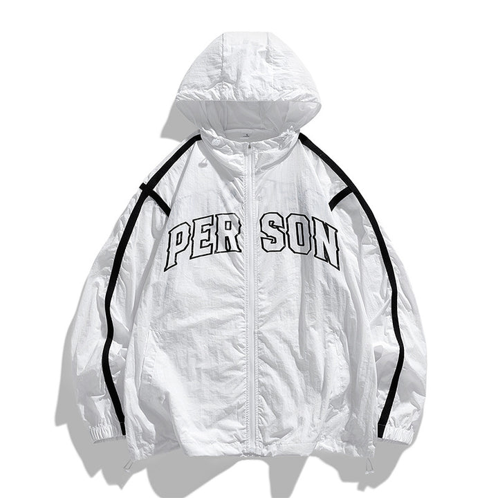 Herren lässige Windbreaker-Jacke mit verstellbarer Kapuze Echoarchiv