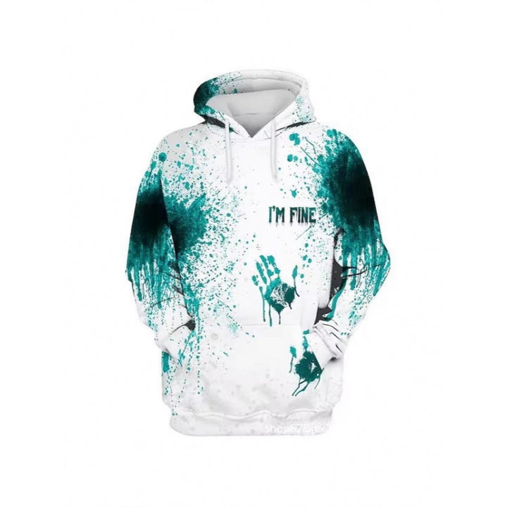 Damen Kreativer Kapuzenpullover mit blutrotem Print Echoarchiv