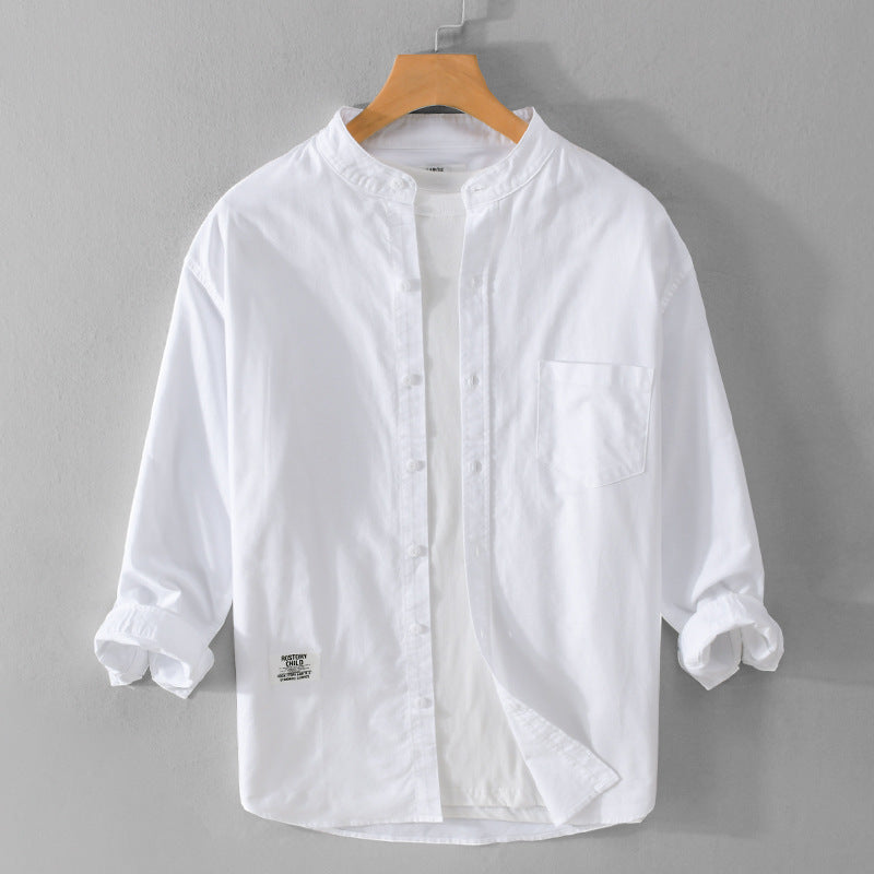 Herren Stehkragen-Overshirt aus Baumwollmix mit Brusttasche und entspannter Passform Echoarchiv