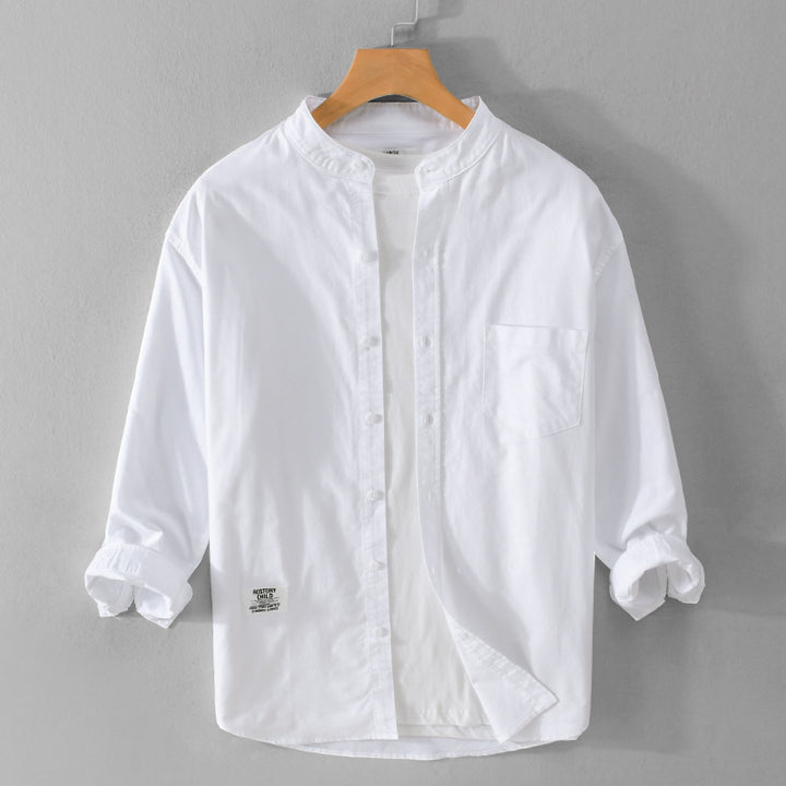 Herren Stehkragen-Overshirt aus Baumwollmix mit Brusttasche und entspannter Passform Echoarchiv