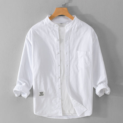 Herren Stehkragen-Overshirt aus Baumwollmix mit Brusttasche und entspannter Passform Echoarchiv