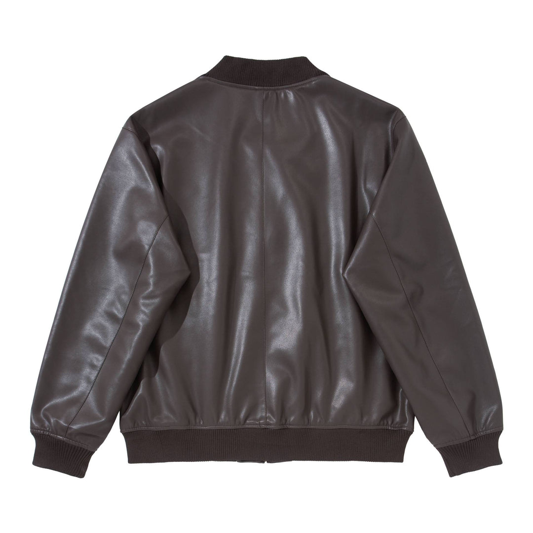 Herren Glattleder‑Bomberjacke mit nahtverdeckter Front und elastischen Rippenbündchen Echoarchiv