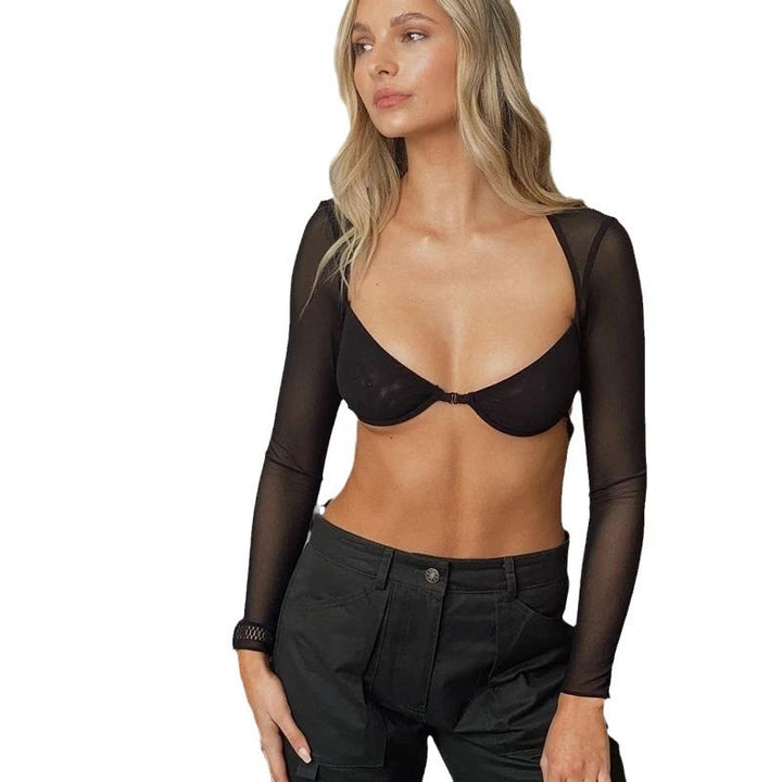 Damen Transparentes Langarmoberteil mit figurbetontem Schnitt Echo Archiv