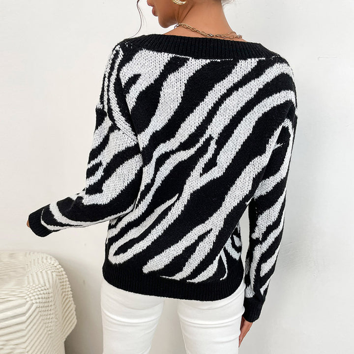 Damen Modischer Pullover mit Zebrastreifen-Design Echo Archiv