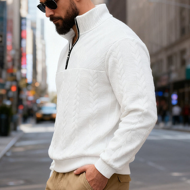Herren Fleece-Pullover mit hohem Kragen und Reißverschluss Echoarchiv