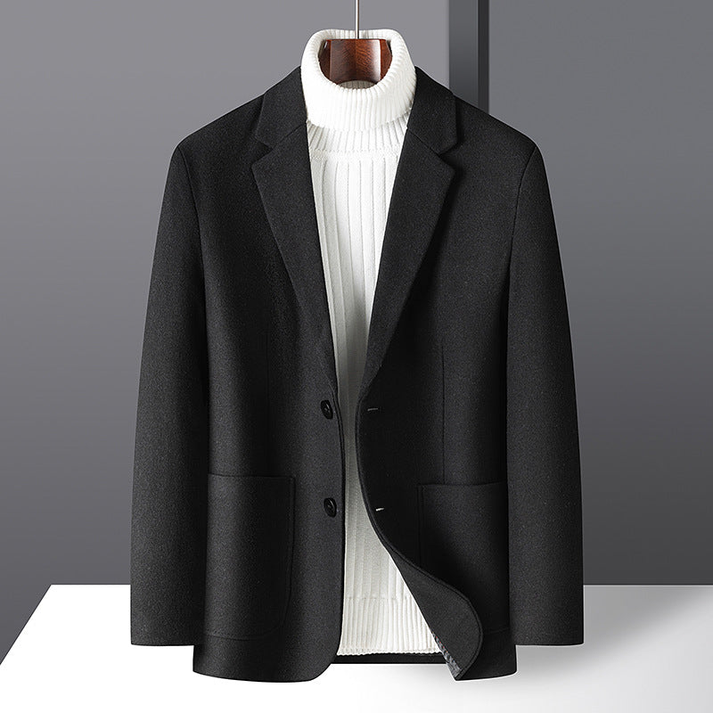 Herren Smart-Casual Kurzsakko aus Wollmix mit aufgesetzten Taschen und leichtem Thermofutter – Tianoro