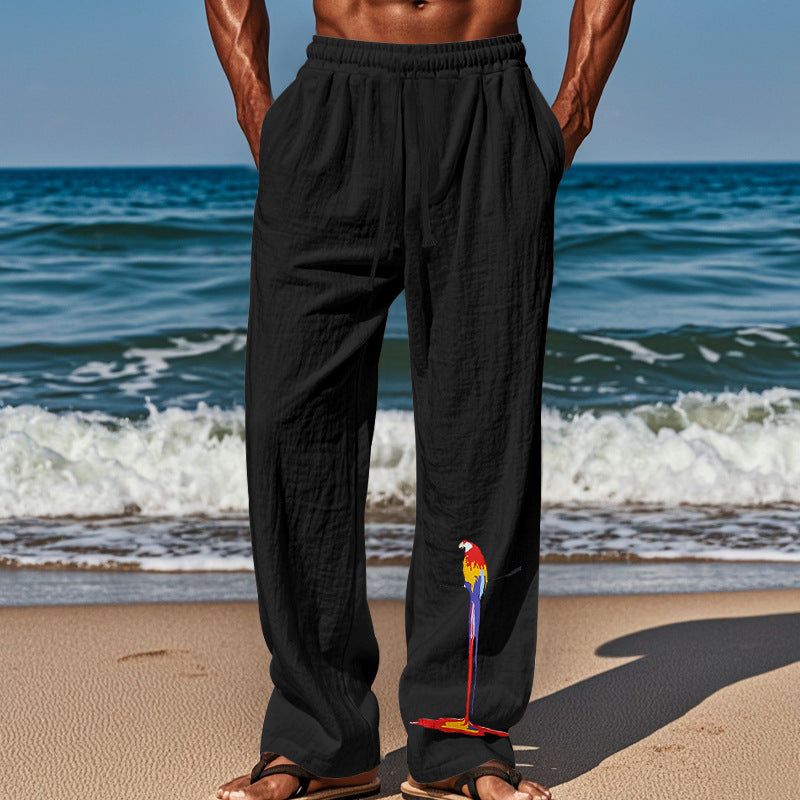 Herren Leichte Strandsandalenhose mit elastischem Bund und buntem Druck Echoarchiv