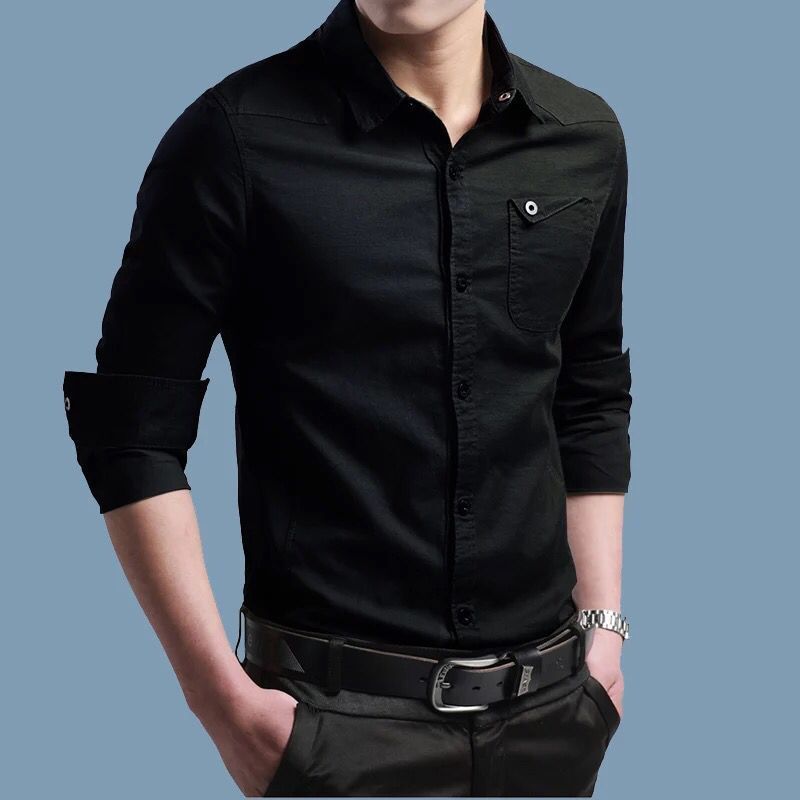 Herren Slim-Fit Baumwollhemd mit Kentkragen und Brusttasche Echo Archiv