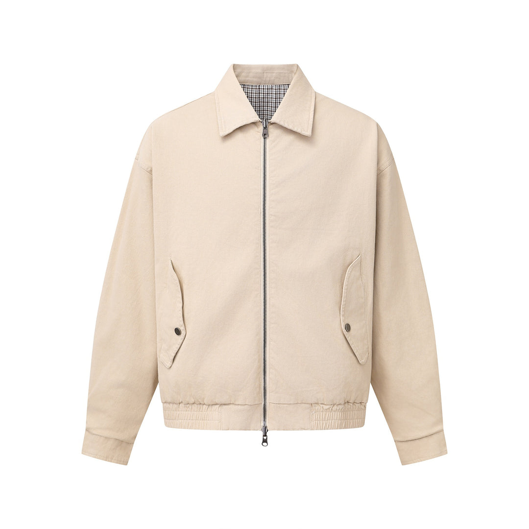 Herren Boxy-Canvas-Blousonjacke mit Reißverschluss, Pattentaschen und elastischem Saum Echoarchiv