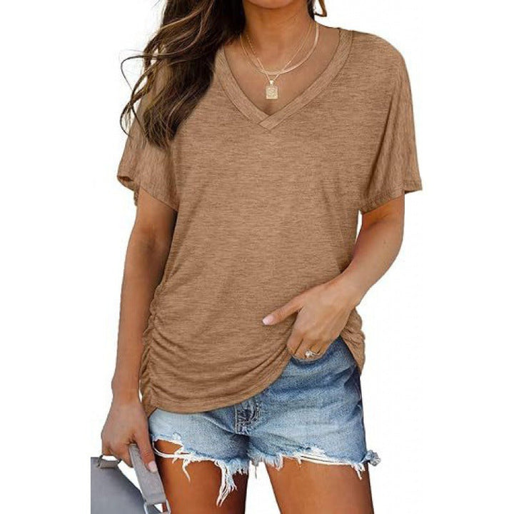 Damen V-Ausschnitt T-Shirt Aus Weichem Single Jersey Echoarchiv