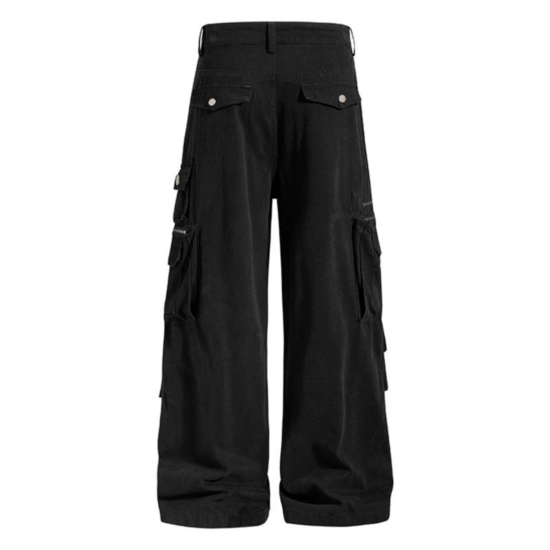 Damen weite High‑Waist Cargo‑Culottehose mit großen Klappentaschen und verstellbarem Saum Echoarchiv