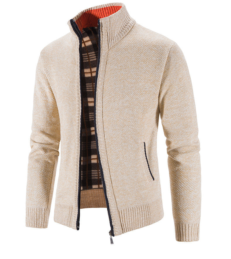 Herren Strickjacke mit strukturiertem Muster und hohem Stehkragen Echoarchiv
