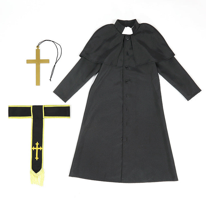 Männer Priester Kostüm mit Umhang und goldenen Accessoires Echo Archiv