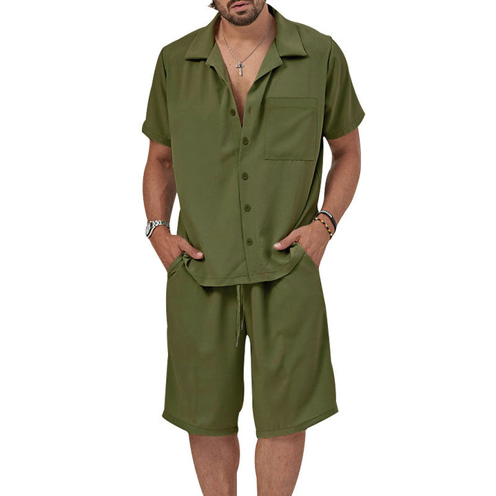 Herren lässiges Freizeit-Set mit Kurzarmhemd und Shorts Echoarchiv