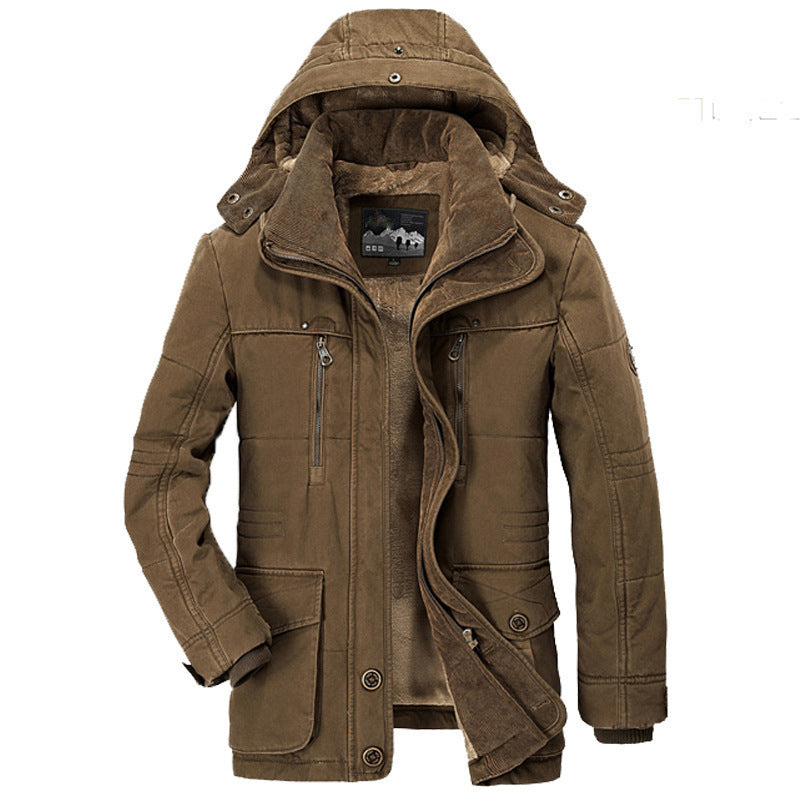 Herren Canvas-Fieldparka mit Cordkragen, wärmendem Fleecefutter und Multifunktions‑Taschen – Taviero