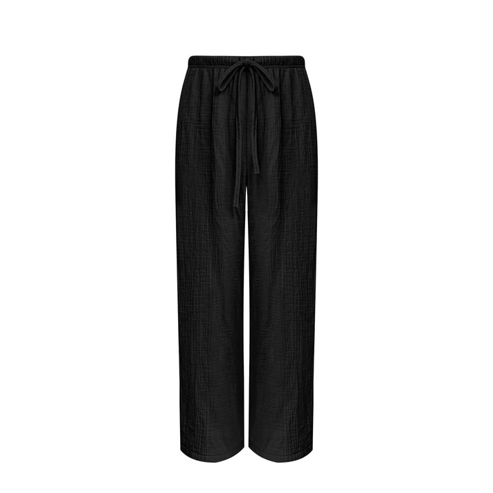 Damen Lässige Palazzo-Loungehose mit elastischem Bund und Crinkle-Struktur Echoarchiv