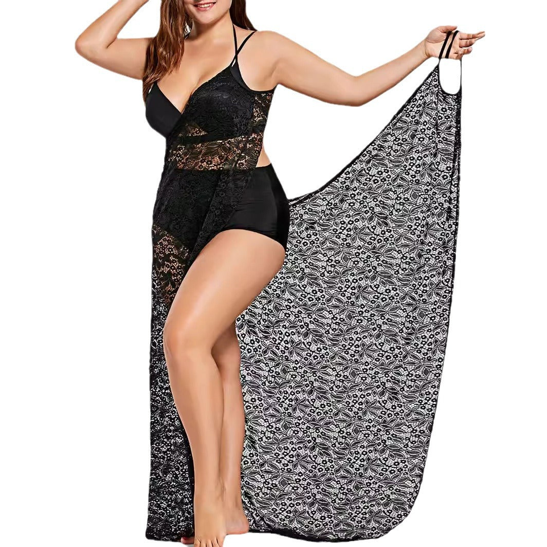 Damen eleganter durchsichtiger Spitzen-Strandüberwurf Echo Archiv