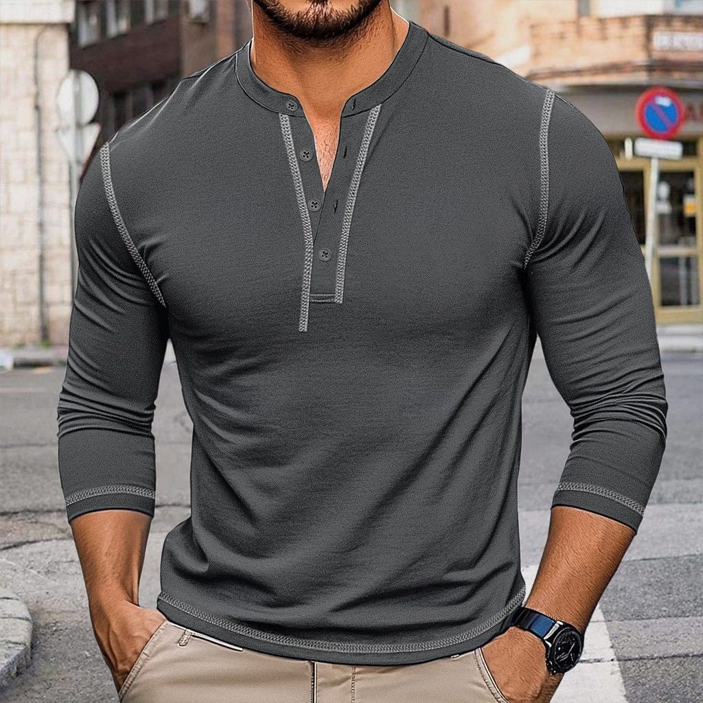 Herren Langarmshirt mit Knopfleiste Echoarchiv