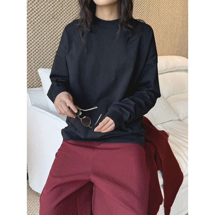 Damen Oversized-Longsleeve mit Stehkragen und überschnittener Schulter Echoarchiv