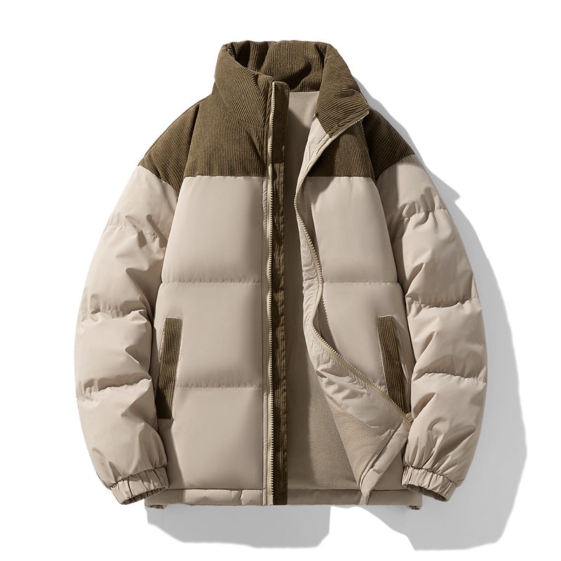 Herren gesteppte Winterjacke mit Cordbesatz, hohem Stehkragen und wärmender Isolierung Echo Archiv