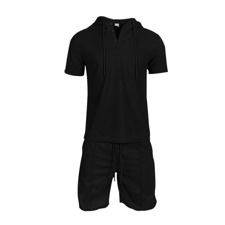 Herren sportliches Kapuzenshirt und Shorts-Set Echoarchiv