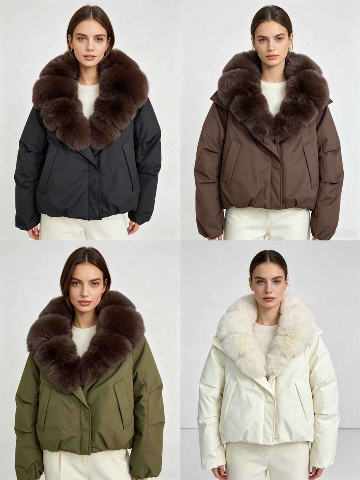 Damen nan kurze Cropped-Parka mit extravoluminösem Fellkragen und winddichter Thermofütterung Echo Archiv