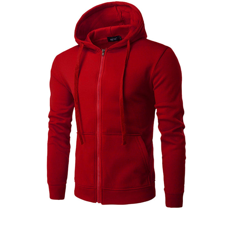 Herren schmal geschnittene Zip-Hoodie Jacke mit weichem Fleece-Innenfutter und Kängurutaschen – Cavarno