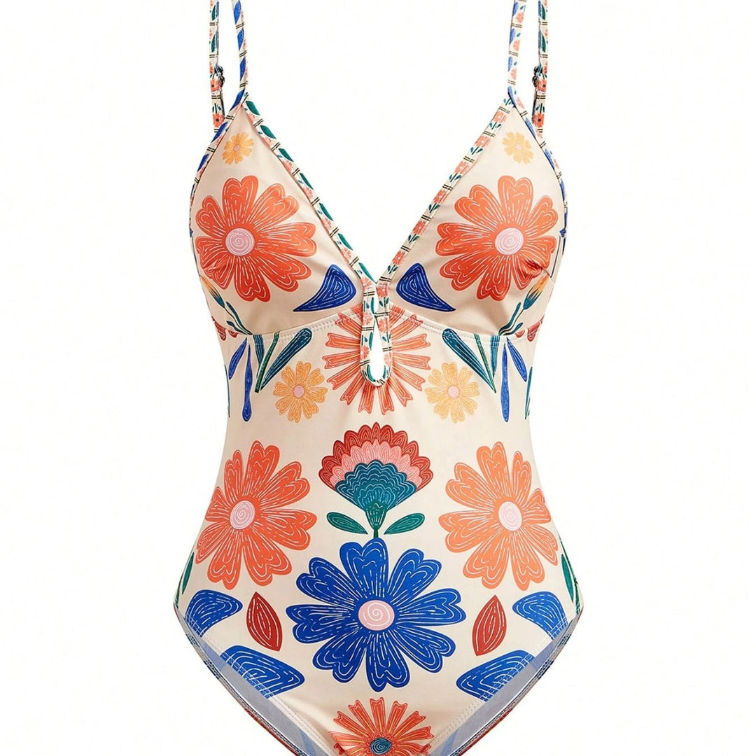 Damen Badeanzug mit floralem Design und abnehmbarem Rock Echo Archiv