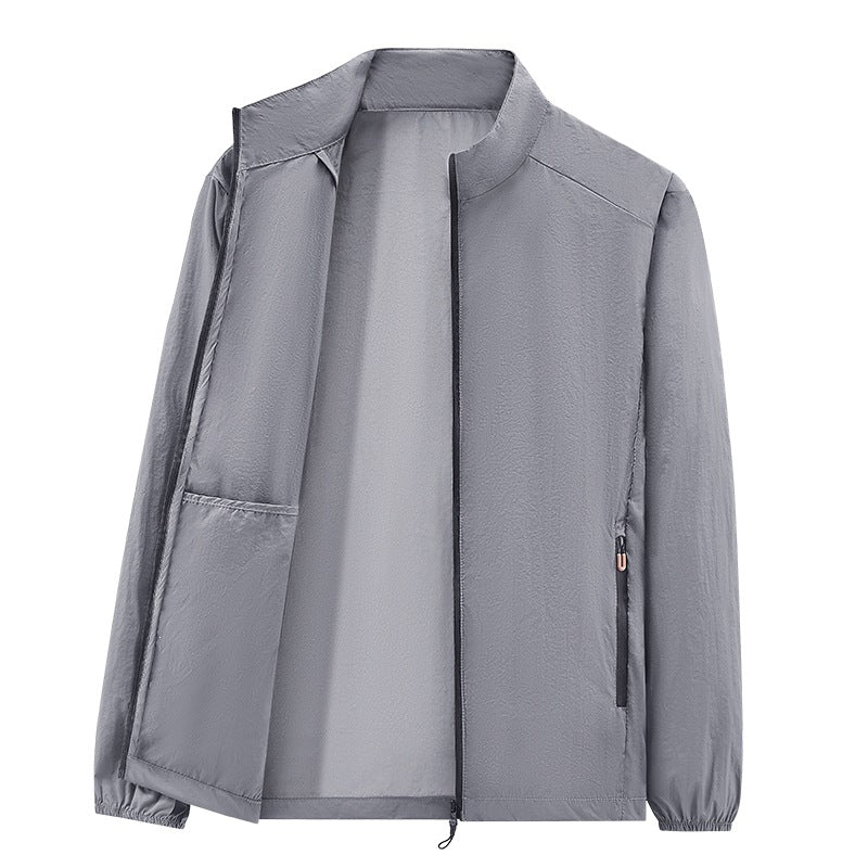 Herren Ultraleichte packbare Windjacke mit Innenfach, Stehkragen & Reißverschlusstaschen Echoarchiv