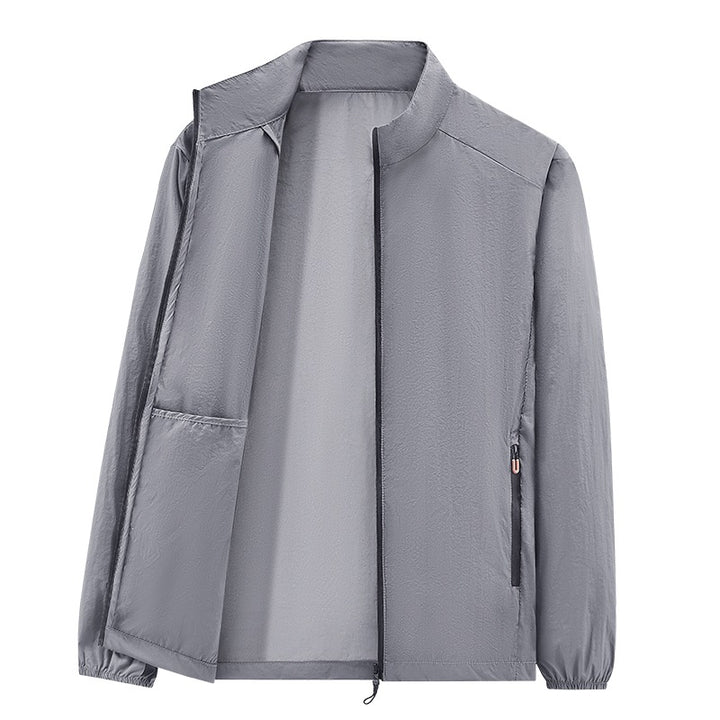 Herren Ultraleichte packbare Windjacke mit Innenfach, Stehkragen & Reißverschlusstaschen Echoarchiv