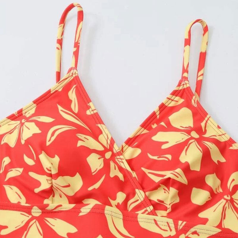 Damen Zweiteiliges Bikini-Set mit blütenförmigem Crop-Top und hoch tailliertem Höschen Echo Archiv