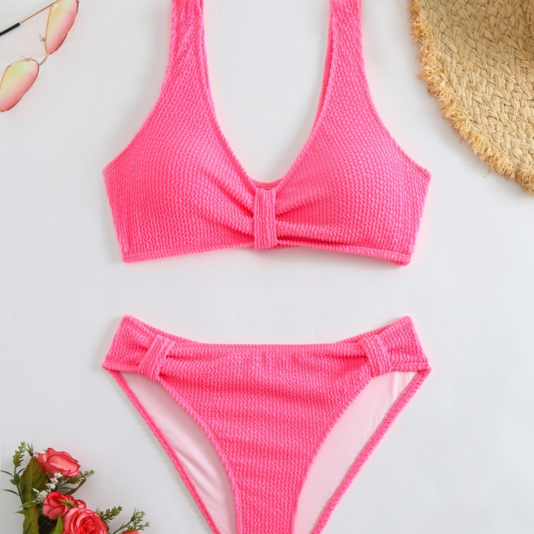 Damen strukturierter Bikini mit versetztem Band Echo Archiv