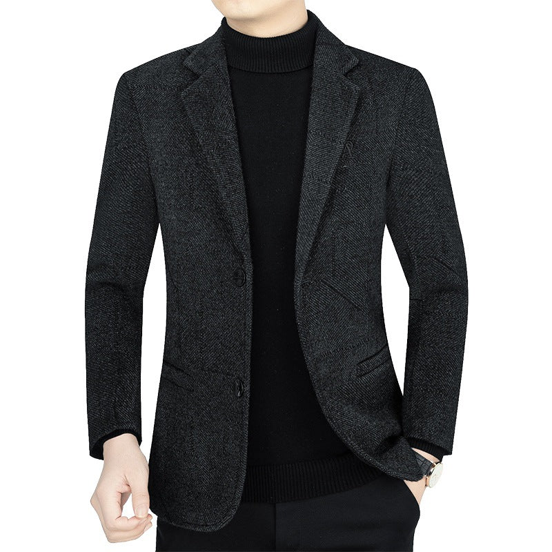 Herren Slim-Fit Sakko aus strukturiertem Wollmix mit leichter Halbfütterung und Zweiknopf-Silhouette – Tianoro