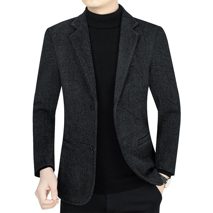 Herren Slim-Fit Sakko aus strukturiertem Wollmix mit leichter Halbfütterung und Zweiknopf-Silhouette – Tianoro