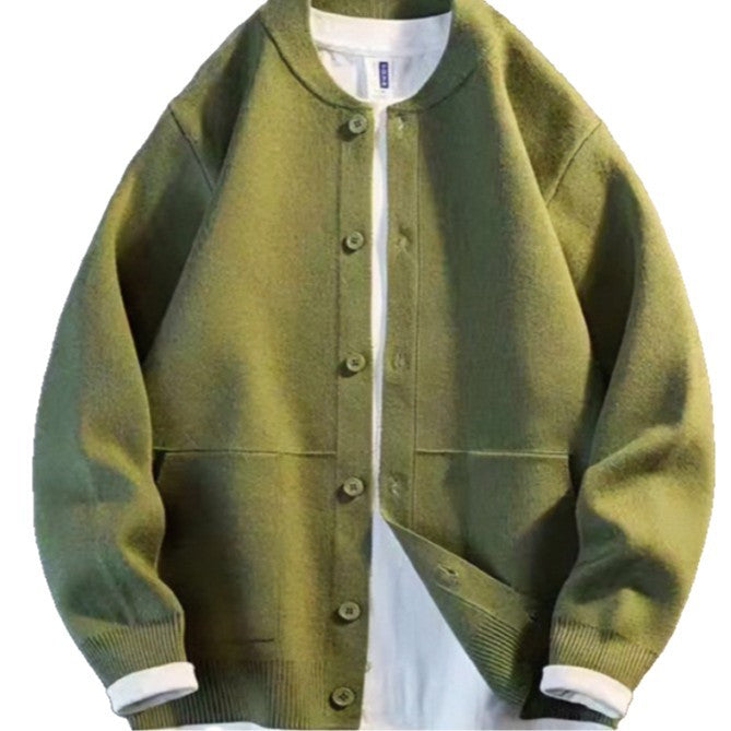 Unisex Feinstrick-Cardigan mit Rundhals, aufgesetzten Taschen und Rippbündchen Echoarchiv