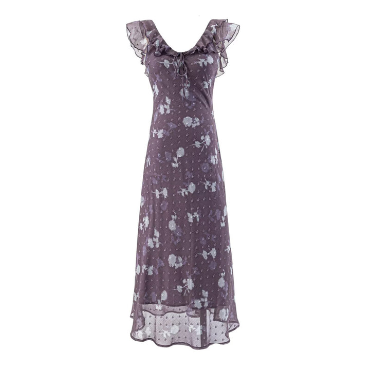 Damen Maxikleid mit romantischem Rüschensaum und floralem Design Echo Archiv
