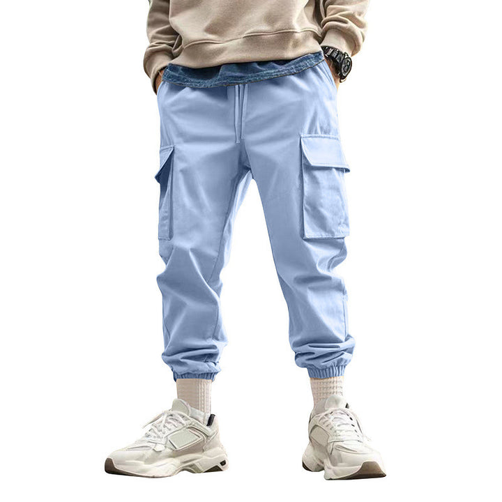 Herren Tapered Cargo-Jogginghose mit Kordelzug, aufgesetzten Klappentaschen und elastischen Bündchen Echoarchiv