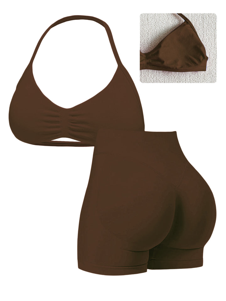Damen Sport-Bikini-Oberteil mit hoch geschnittenen Shorts und nahtlosem Design Echo Archiv